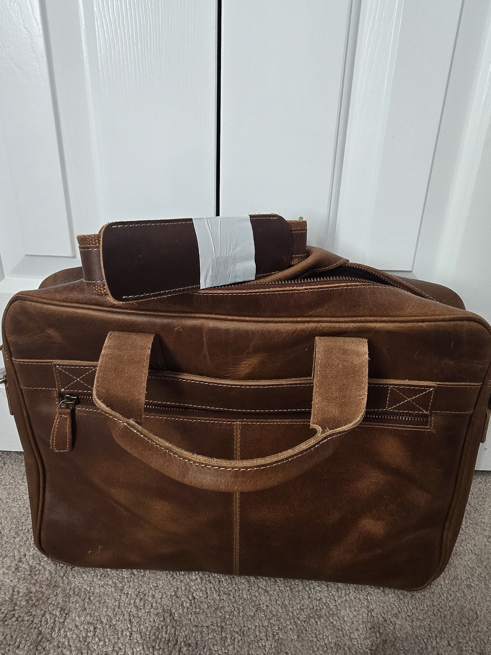 Vintage Konrad Brown Leather Laptop Briefcase Messenger Bag
